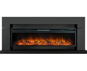 Линейный электрокамин Lindos 60 cерый графит с очагом Vision 60 LOG LED
