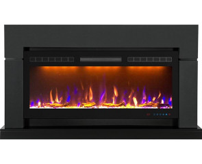 Линейный электрокамин Lindos серый графит с очагом Crystal 40 RF
