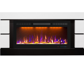 Линейный электрокамин Modern белый с черным очаг Crystal 36 RF
