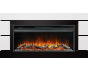 Линейный электрокамин Modern 42 белый с черным очаг Vision 42 LOG LED