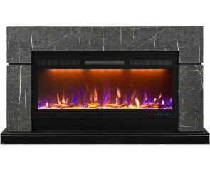 Линейный электрокамин Lindos 42 серый мрамор с очагом Crystal 40 RF