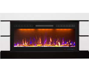 Линейный электрокамин Modern белый с черным очаг Crystal 40 RF