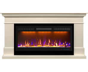 Линейный электрокамин California cлоновая кость с очагом Crystal 40 RF